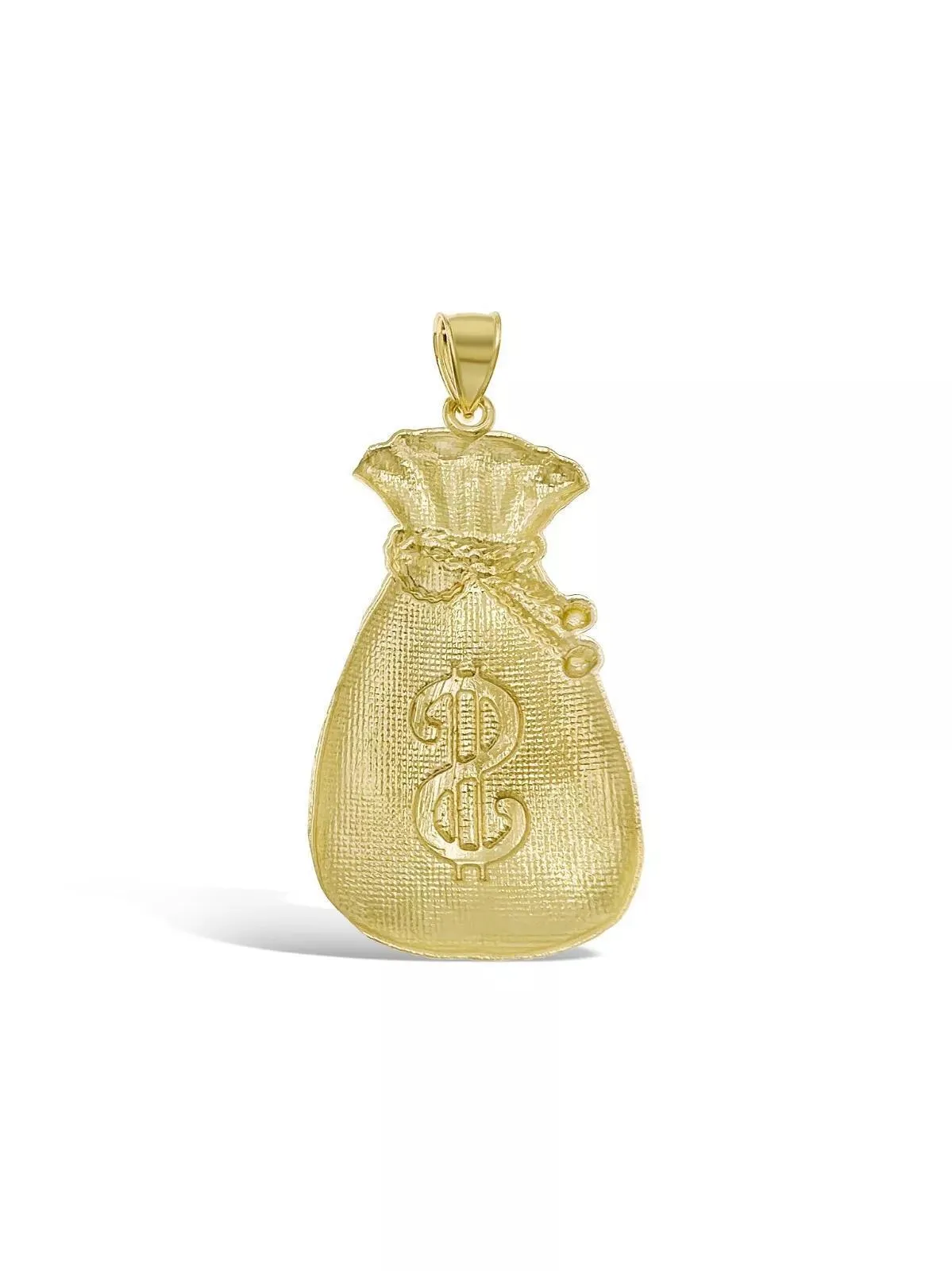 10k Yellow Gold Money Bag Pendant Charm 1"