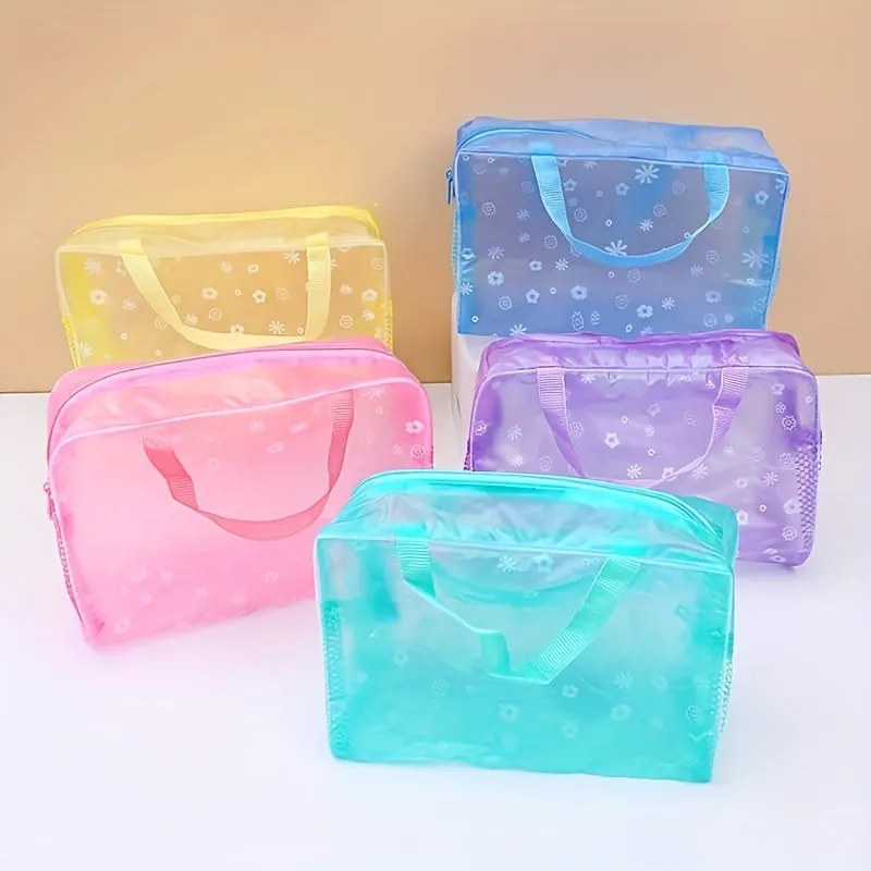 3pack PVC Floral Toiletry Bags Waterproof Portable Travel Storage