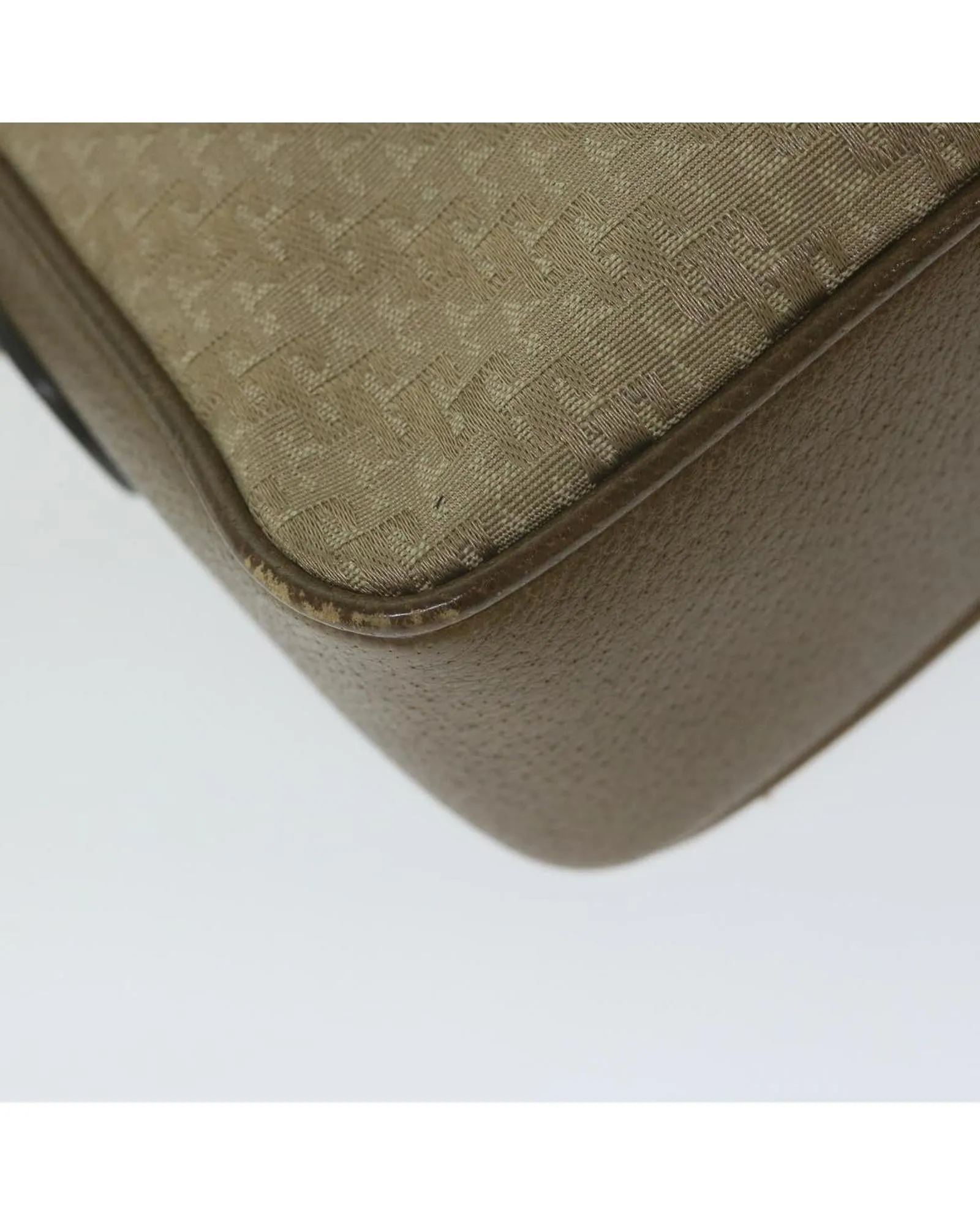 Beige and Brown Canvas Shoulder Bag with Accessories