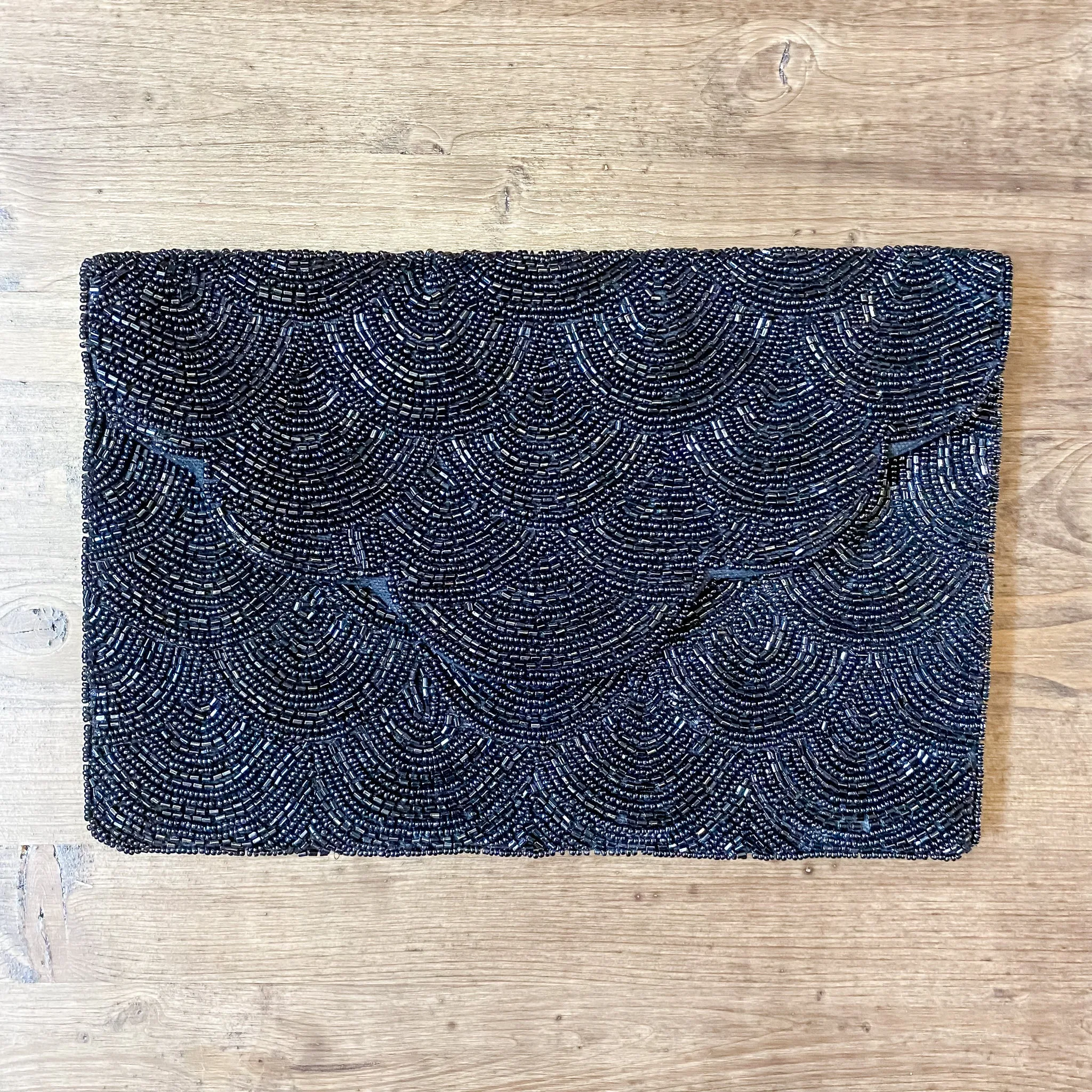 Black Scalloped Beaded Crossbody