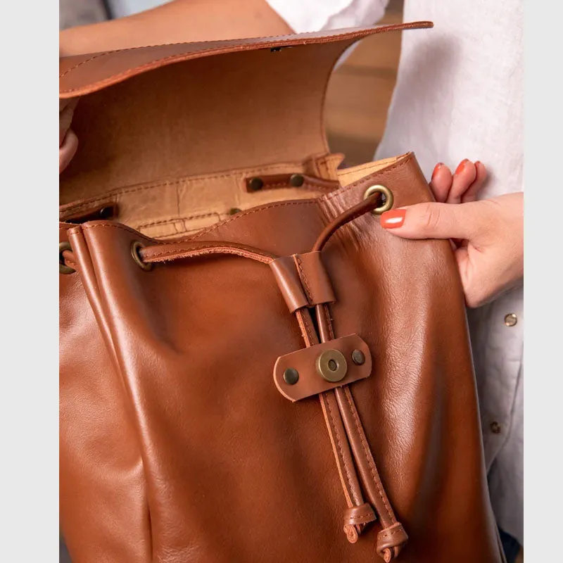 Leather backpack women Soft leather backpack Brown backpack Handmade