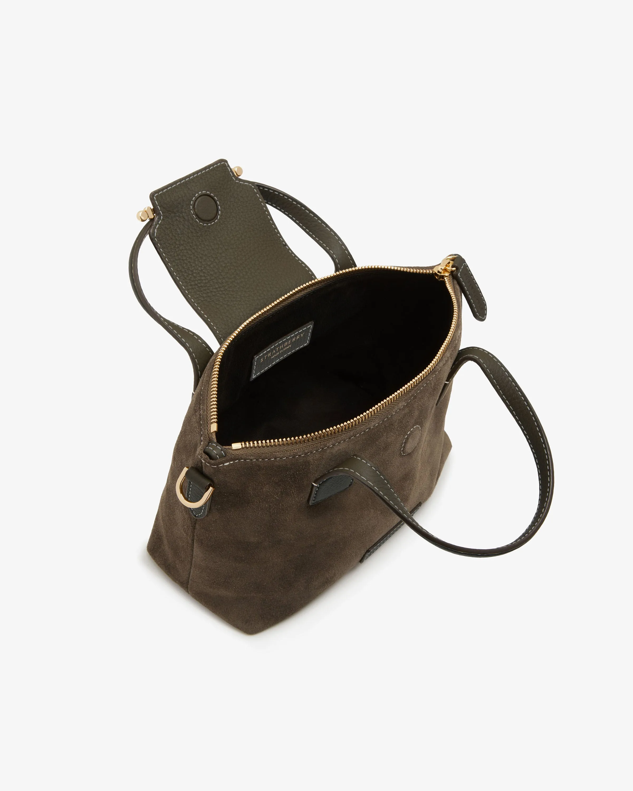 Mini Travel Tote - Khaki Suede