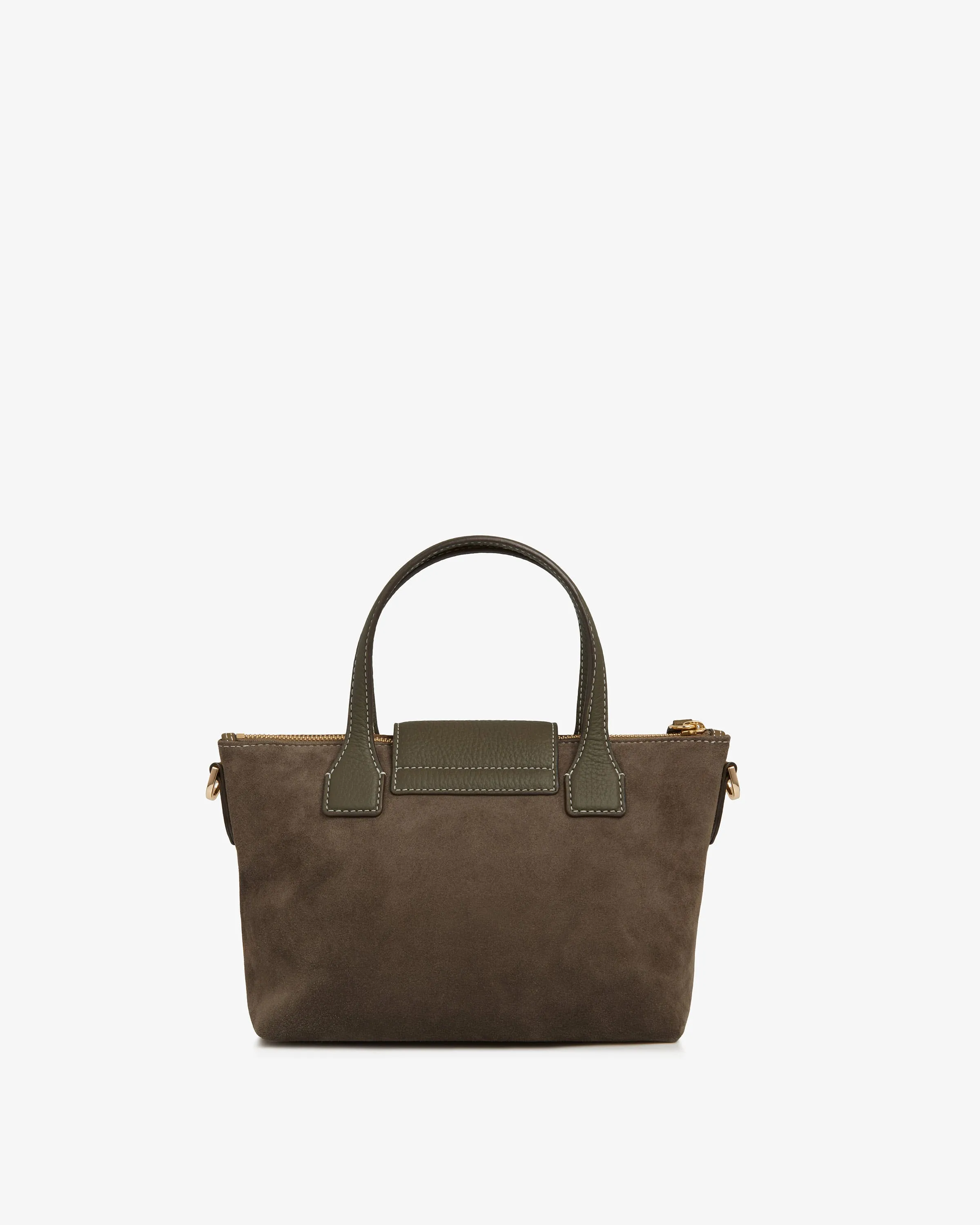 Mini Travel Tote - Khaki Suede