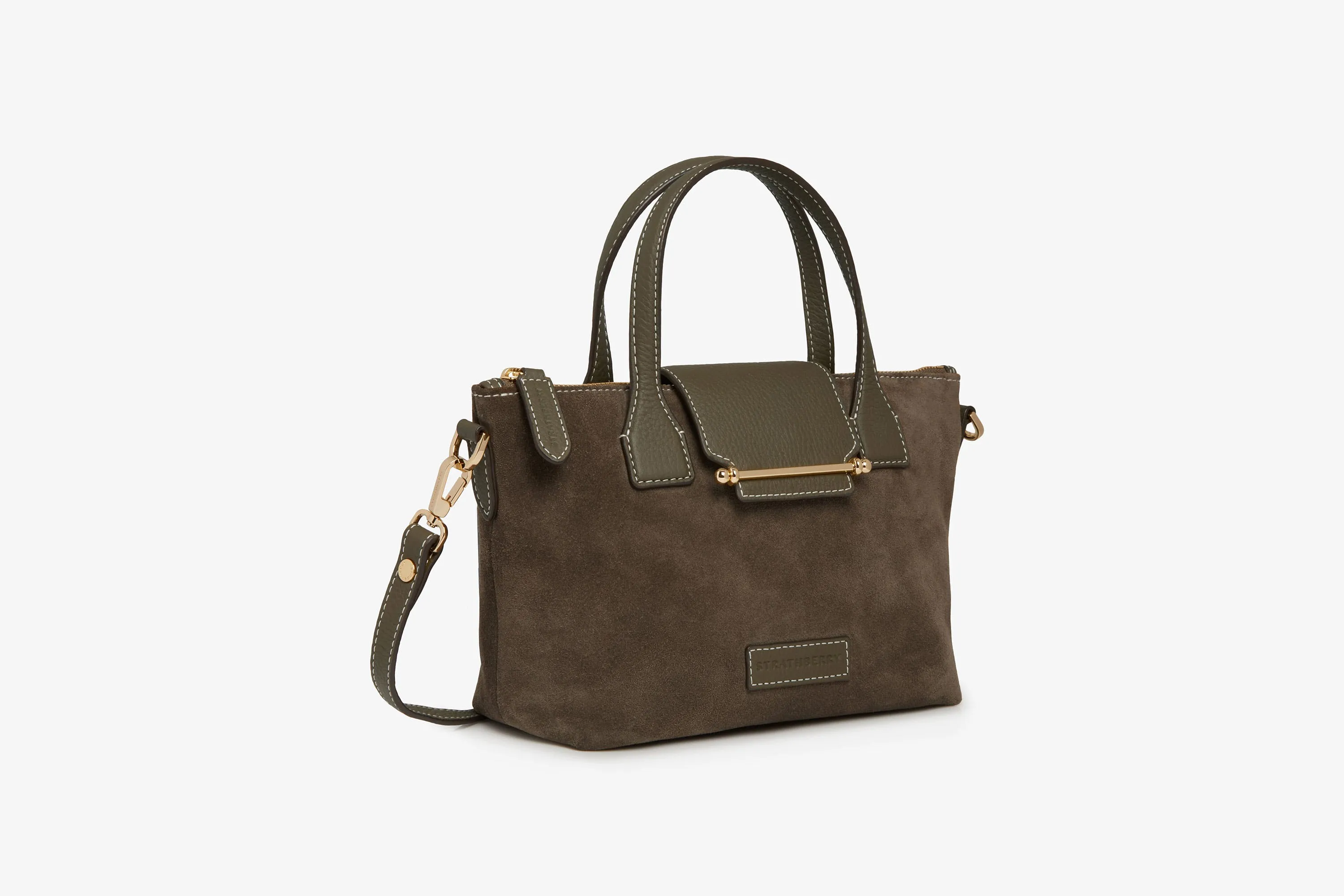 Mini Travel Tote - Khaki Suede