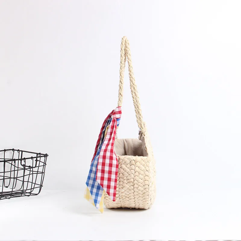 Retro Rattan Designer Knitted Straw Shoulder Bag