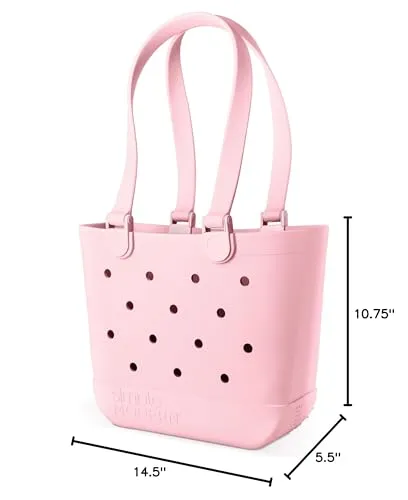Simple Modern Beach Bag Rubber Tote | Waterproof Medium Tote Bag with Zipper Pocket for Beach, Pool Boat, Groceries, Sports | Getaway Bag Collection | Blush