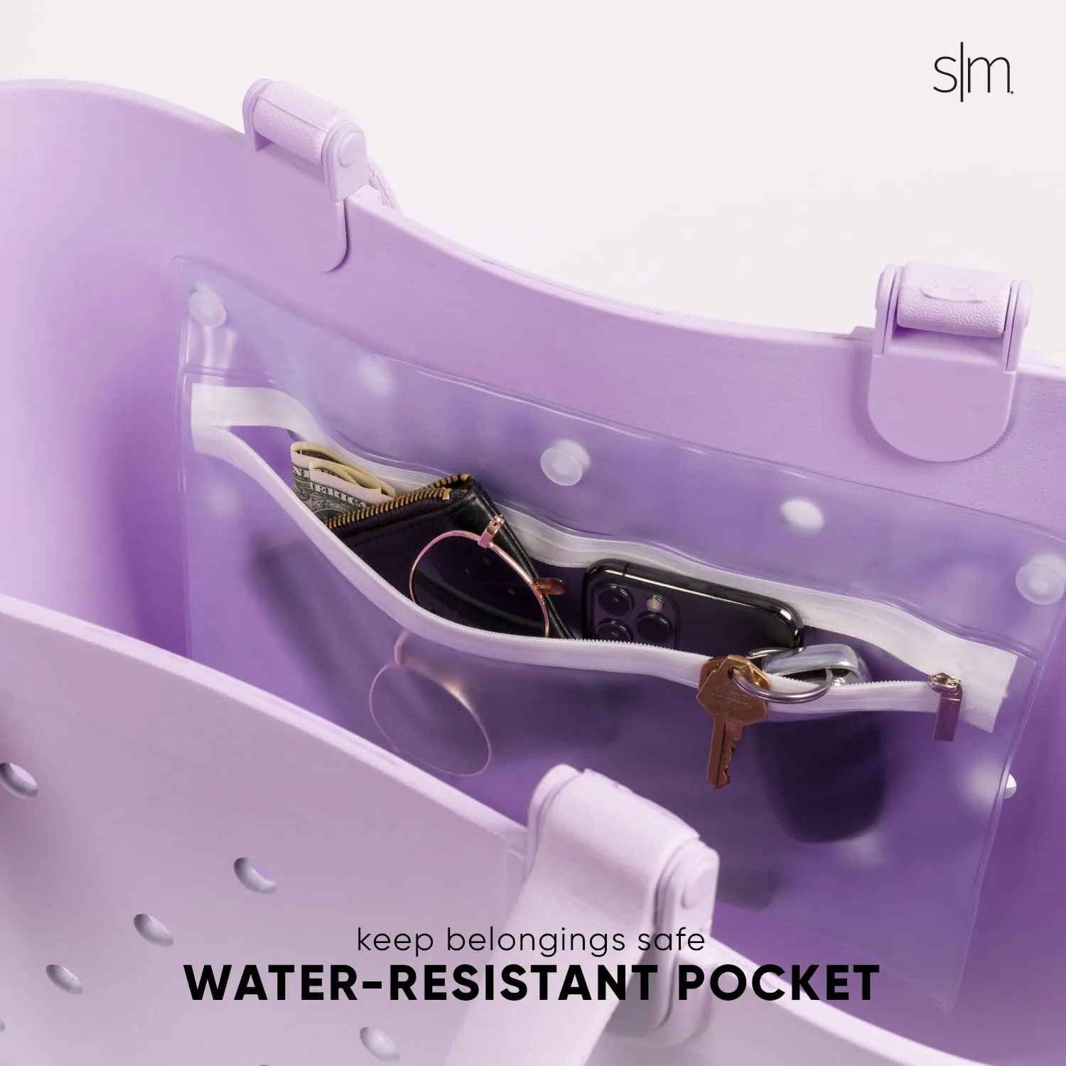 Simple Modern Beach Bag Rubber Tote | Waterproof Medium Tote Bag with Zipper Pocket for Beach, Pool Boat, Groceries, Sports | Getaway Bag Collection | Blush