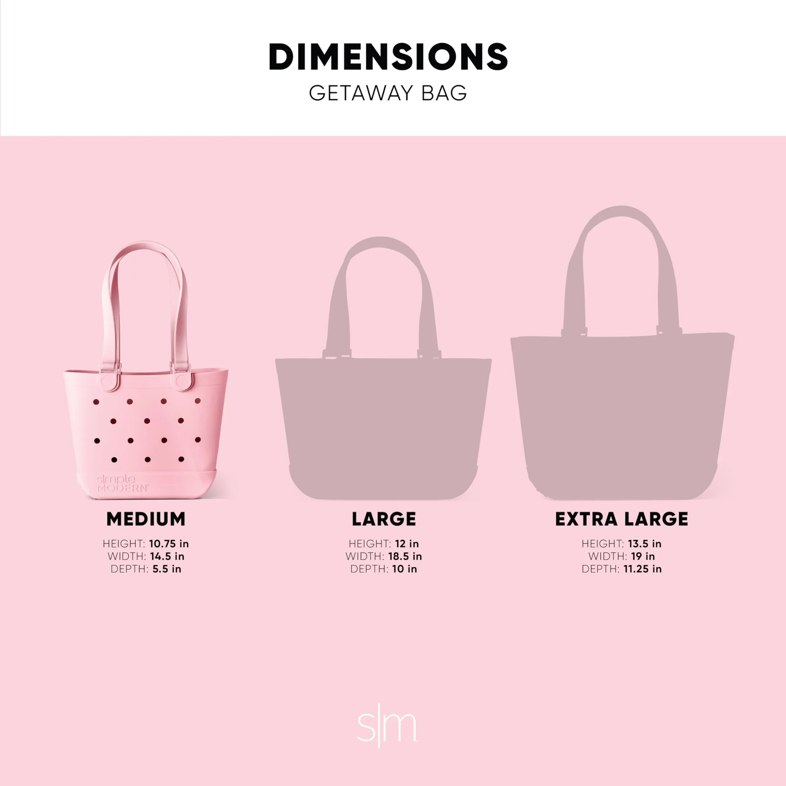 Simple Modern Beach Bag Rubber Tote | Waterproof Medium Tote Bag with Zipper Pocket for Beach, Pool Boat, Groceries, Sports | Getaway Bag Collection | Blush