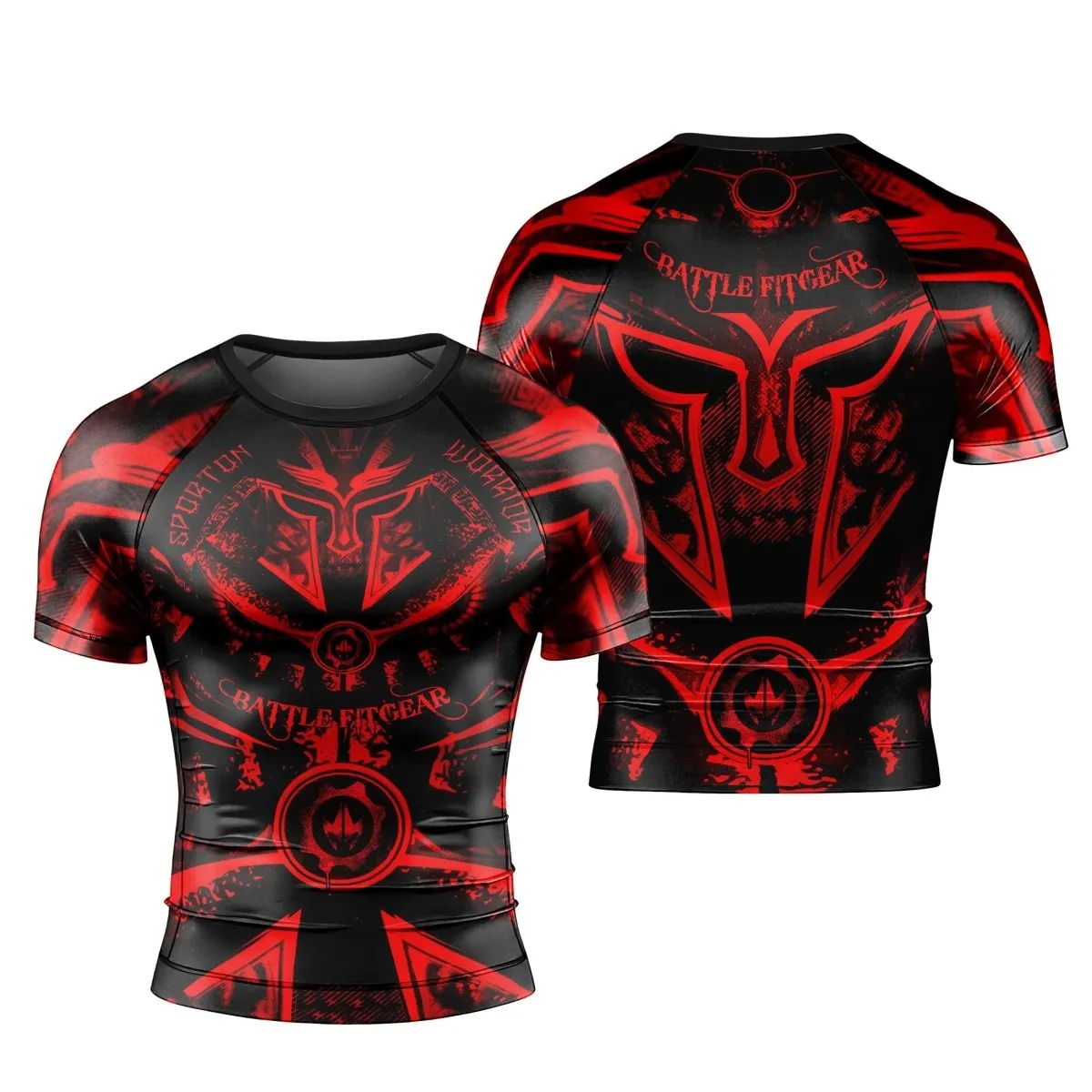 Spartan Red Men's Short Sleeve Rash Guard