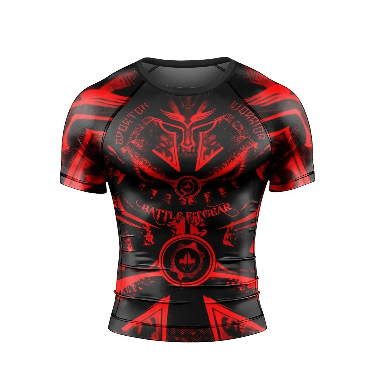 Spartan Red Men's Short Sleeve Rash Guard