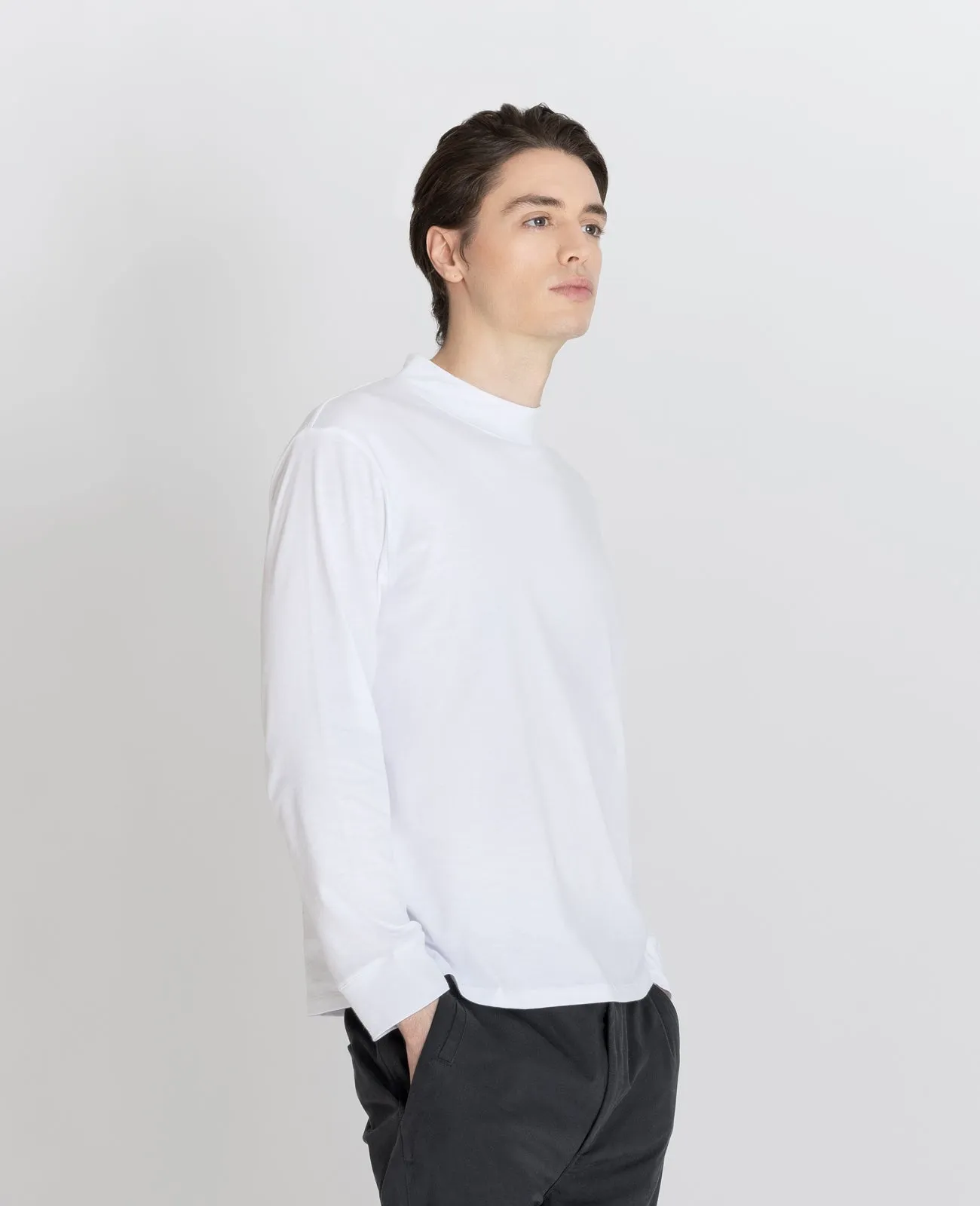 Supima High Neck Long Sleeve Tee