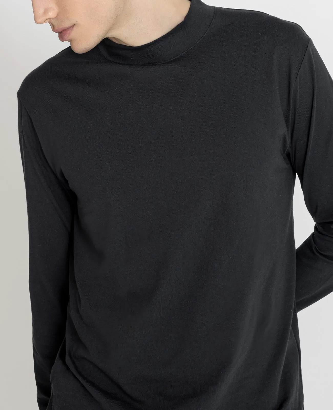 Supima High Neck Long Sleeve Tee