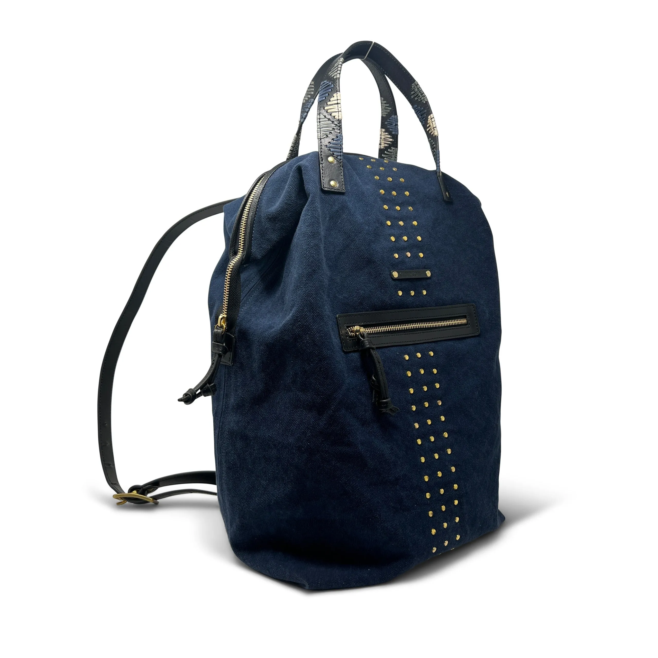 Washed Navy Studded Backpack